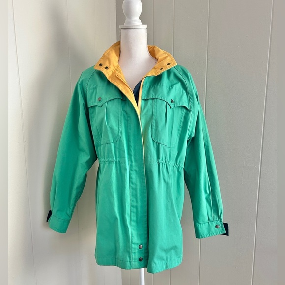 Vintage 80’s/ 90’s London Fog Light Weight Kelly Green Jacket Adjustable Waist - Picture 1 of 8